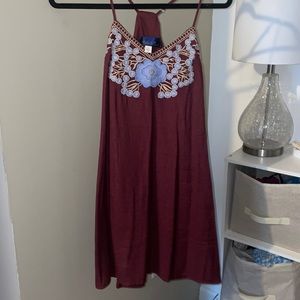Burgundy shift dress
